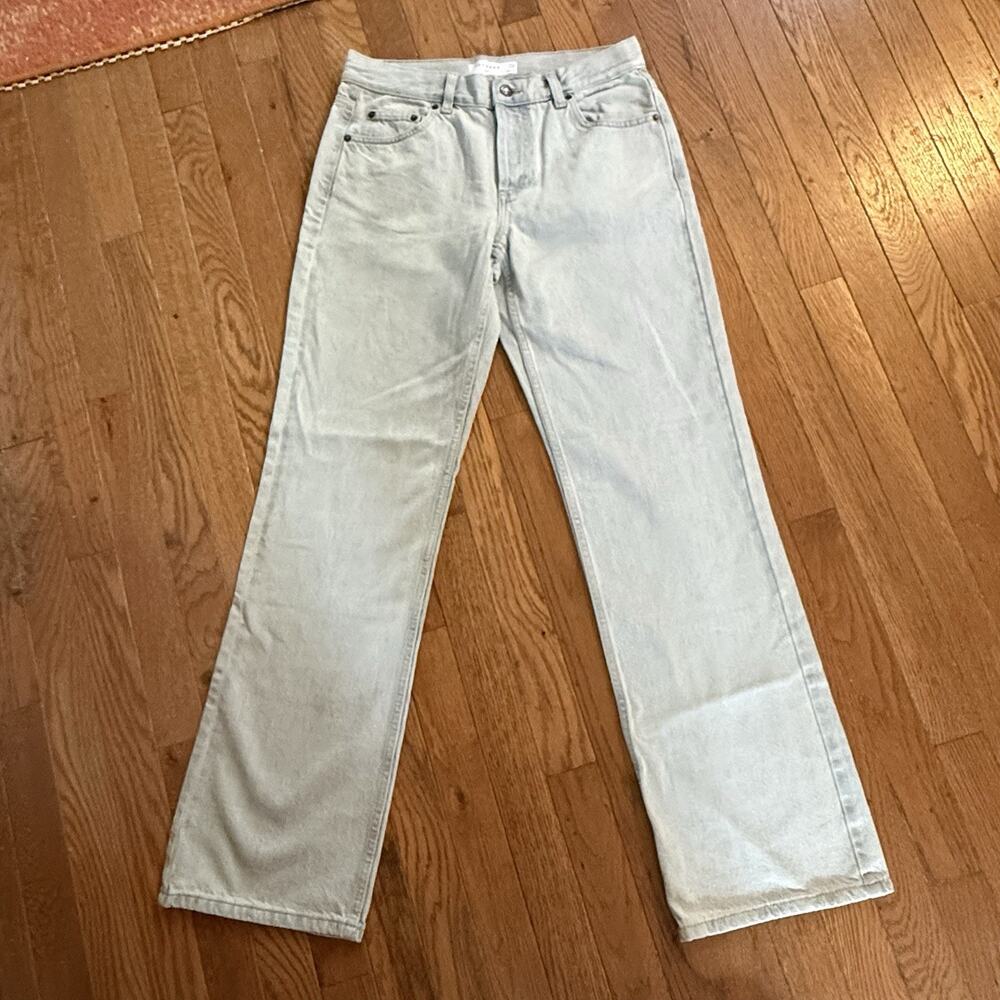 Topshop 28/32 Women's KORT Denim Jeans Light Wash Straight Leg Button‎ Fly